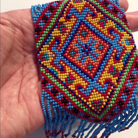 Woven Seed-Bead Boho Necklace - Picture 6 of 9